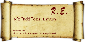 Rákóczi Ervin névjegykártya